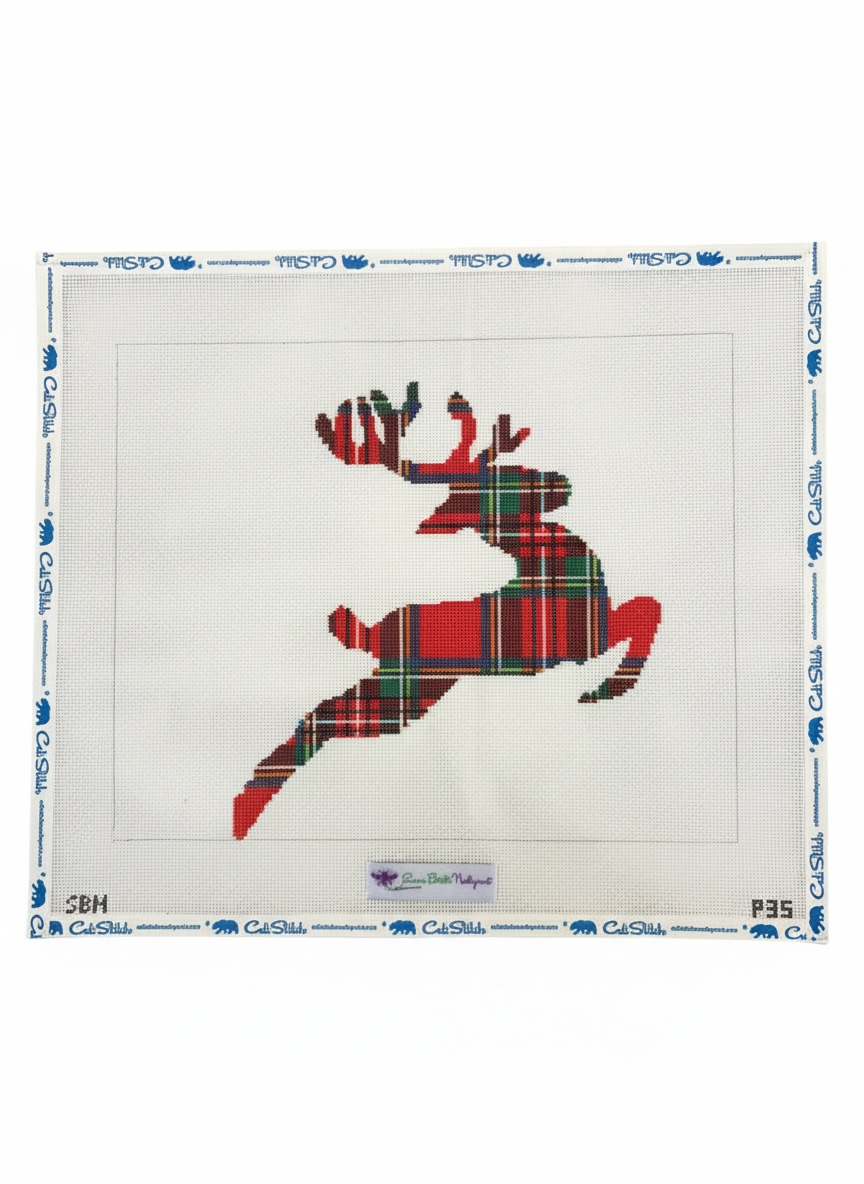 Plaid Reindeer Pillow