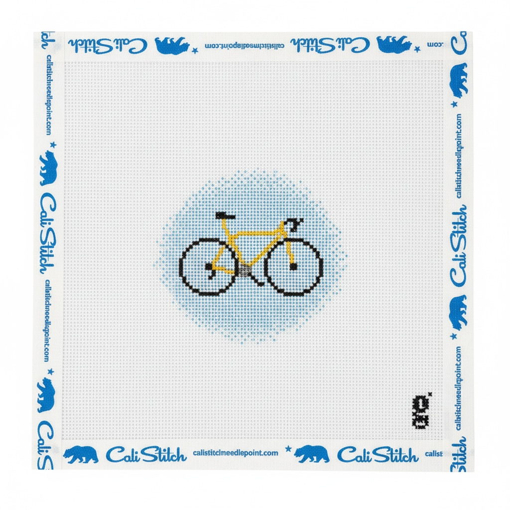 Yellow bicycle round canvas