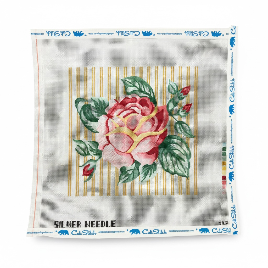 Floral canvas on striped background