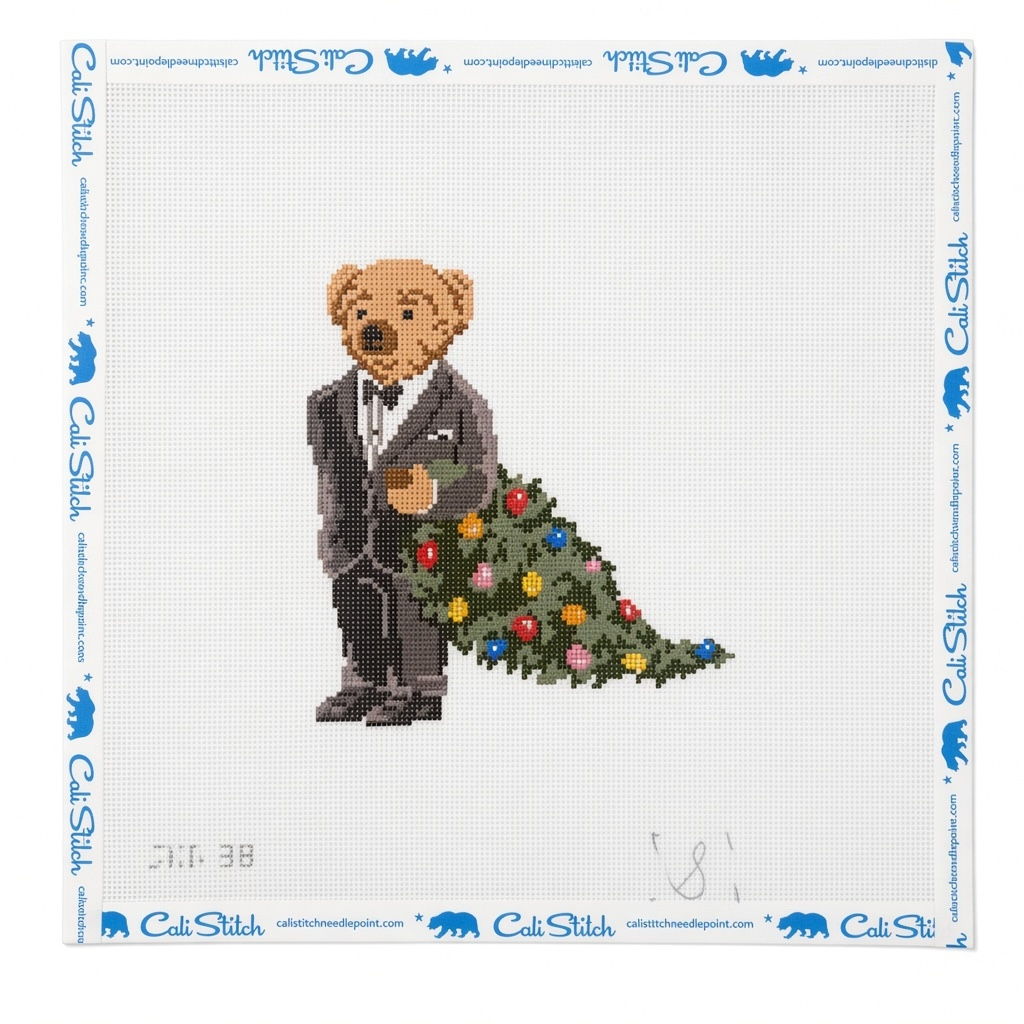 Tuxedo Bear Dragging Tree