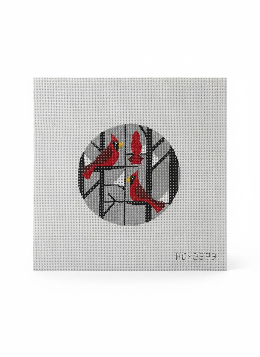 Grey Sky Cardinals Ornament