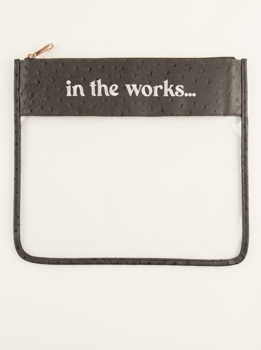 In The Works Project Bag - Choc Brown Ostrich