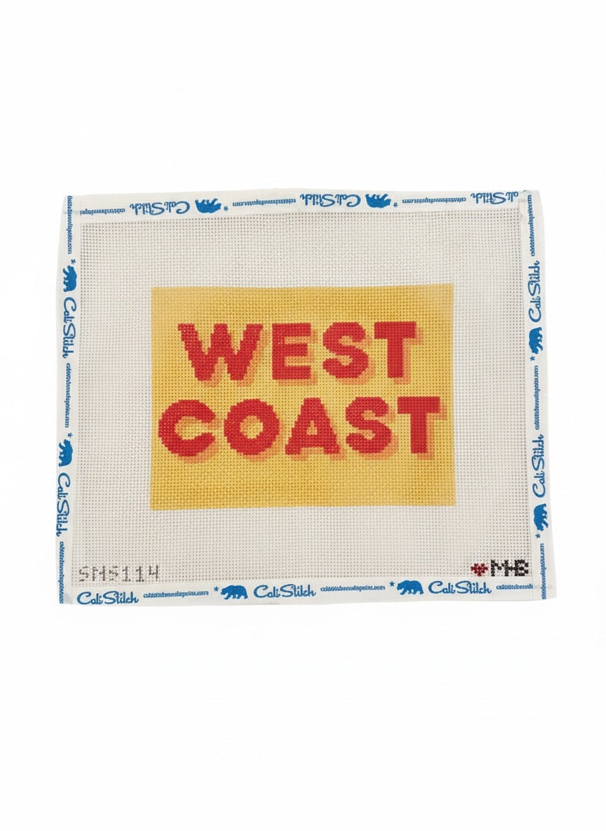 Canvas with red 'West Coast' text on a yellow background