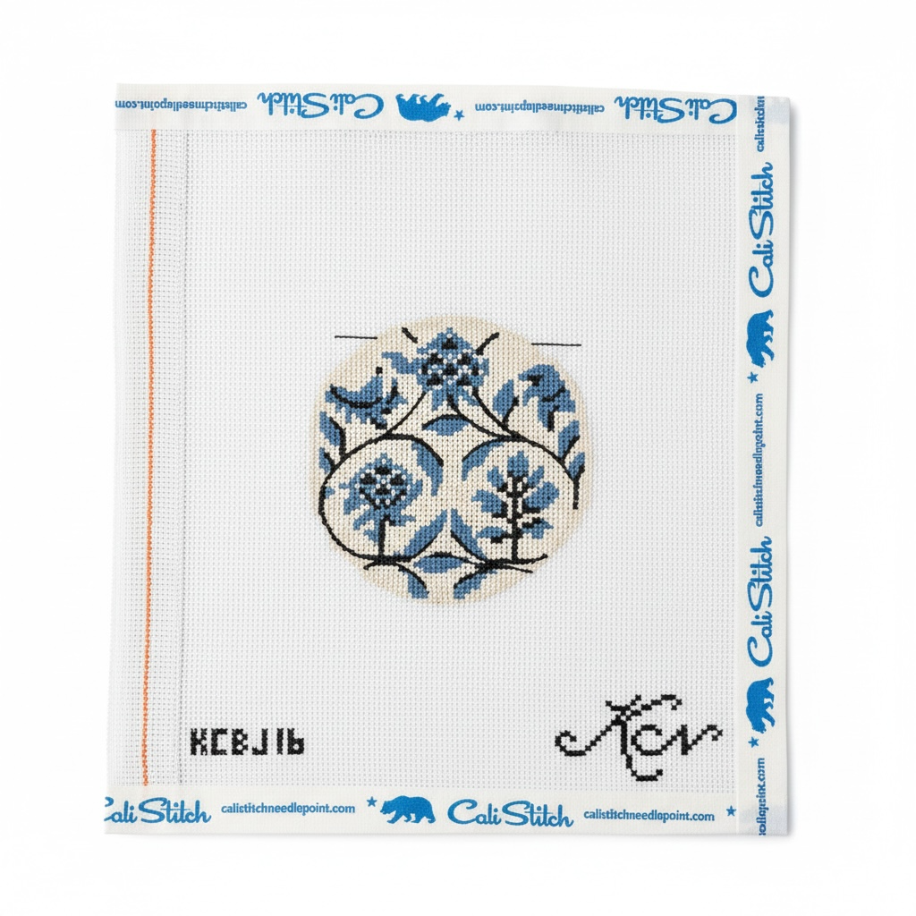 Blue and white floral canvas 