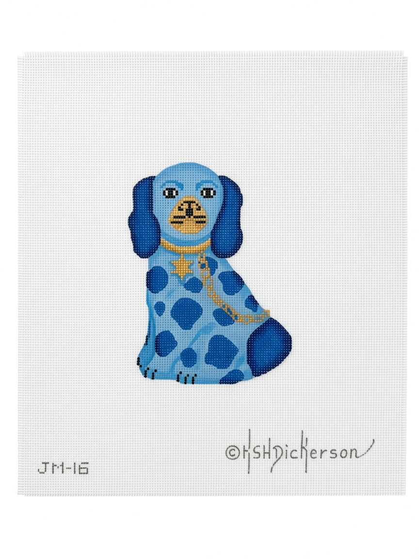 Mini Staffordshire Dog - Blue Gold Star