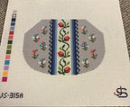 Floral Kiss Lock Bag - Pink with Blue Stripes