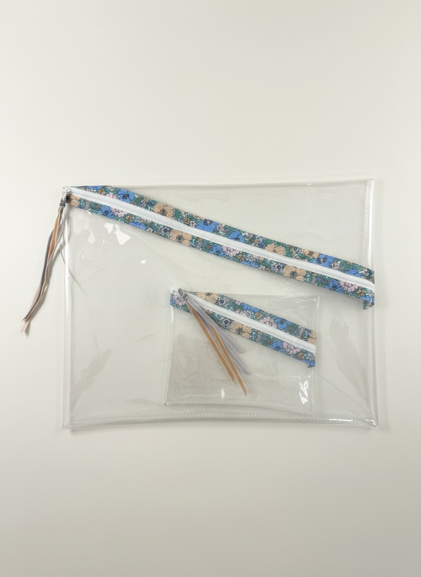 Custom - Set of Two Vinyl Project Bags - Peach Floral