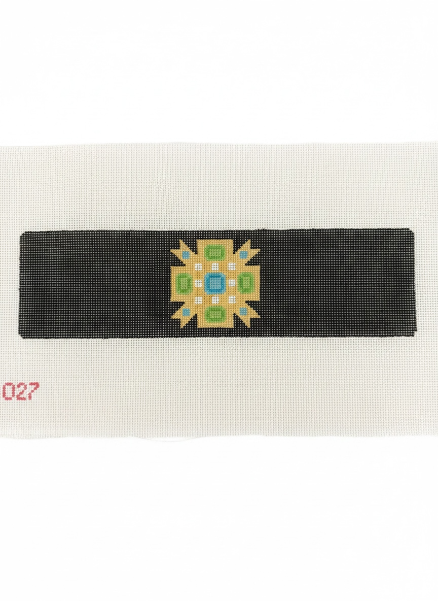 Gold Gem Cross on Black Bracelet