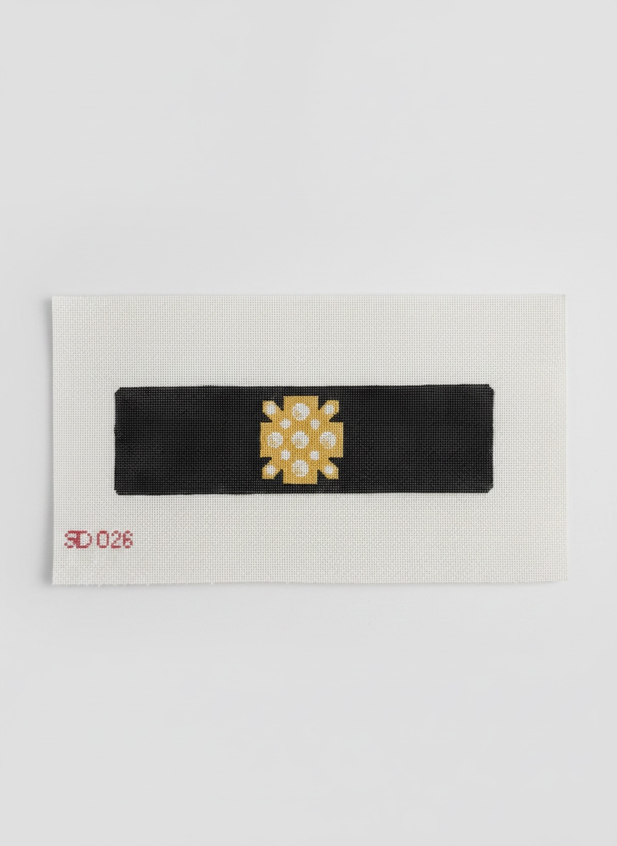 Gold Pearl Cross on Black Bracelet