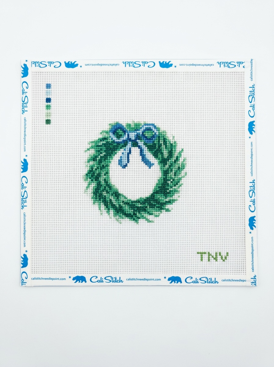 Blue Bow Christmas Wreath
