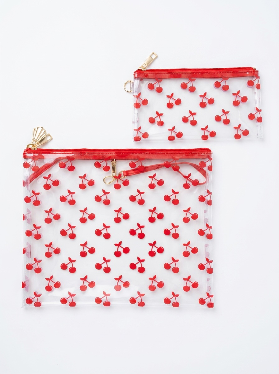 Cherry Print PVC Project Bag