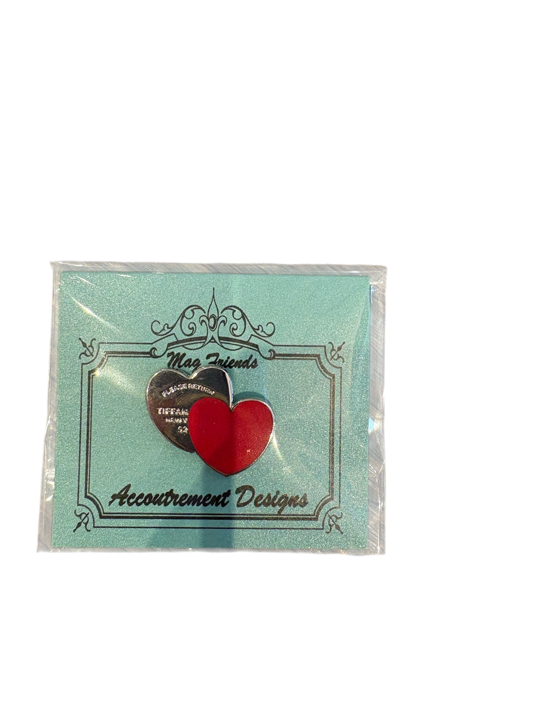 Double Hearts Silver Red Needle Minder