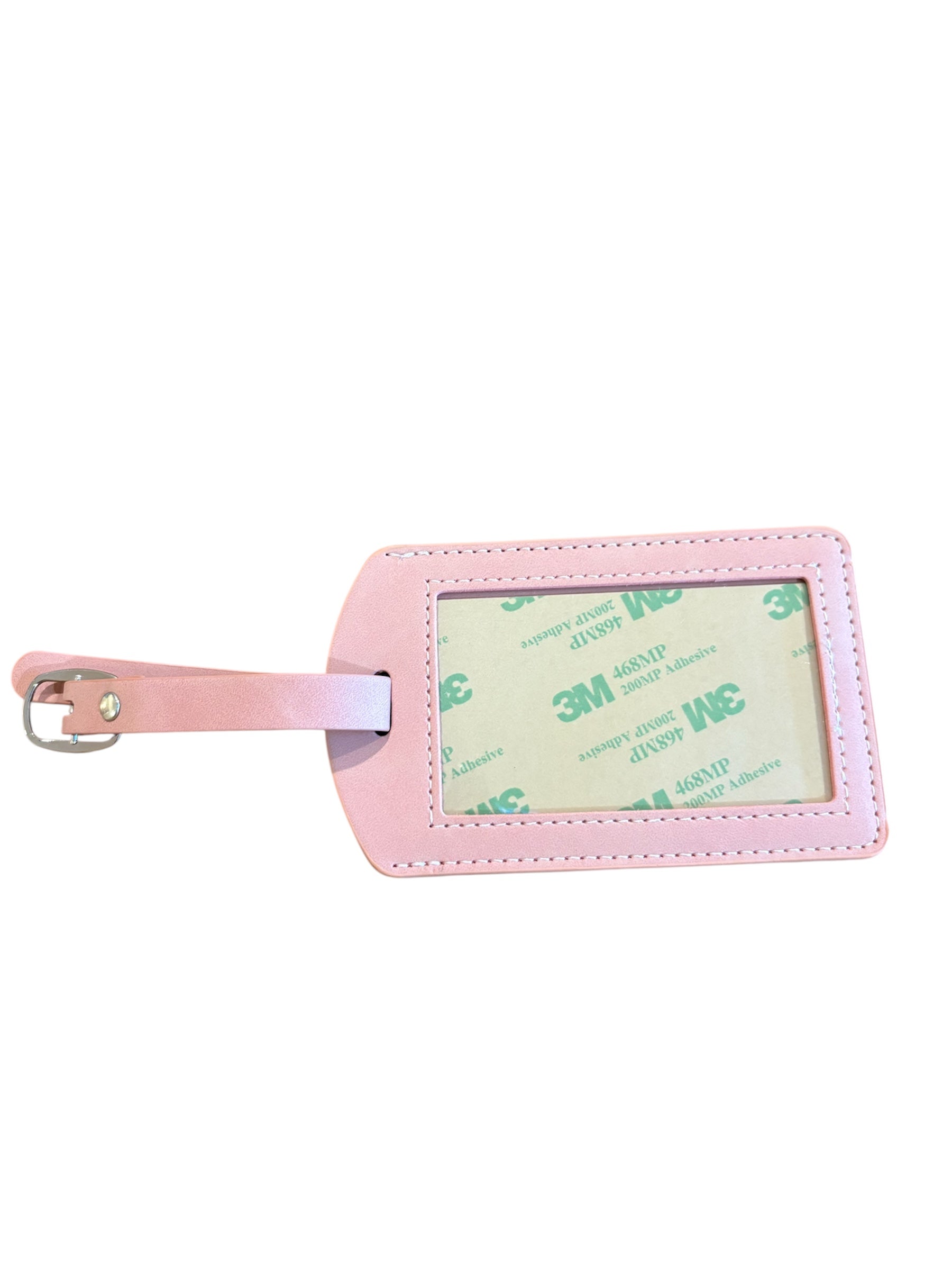Faux Leather Pink Luggage Tag