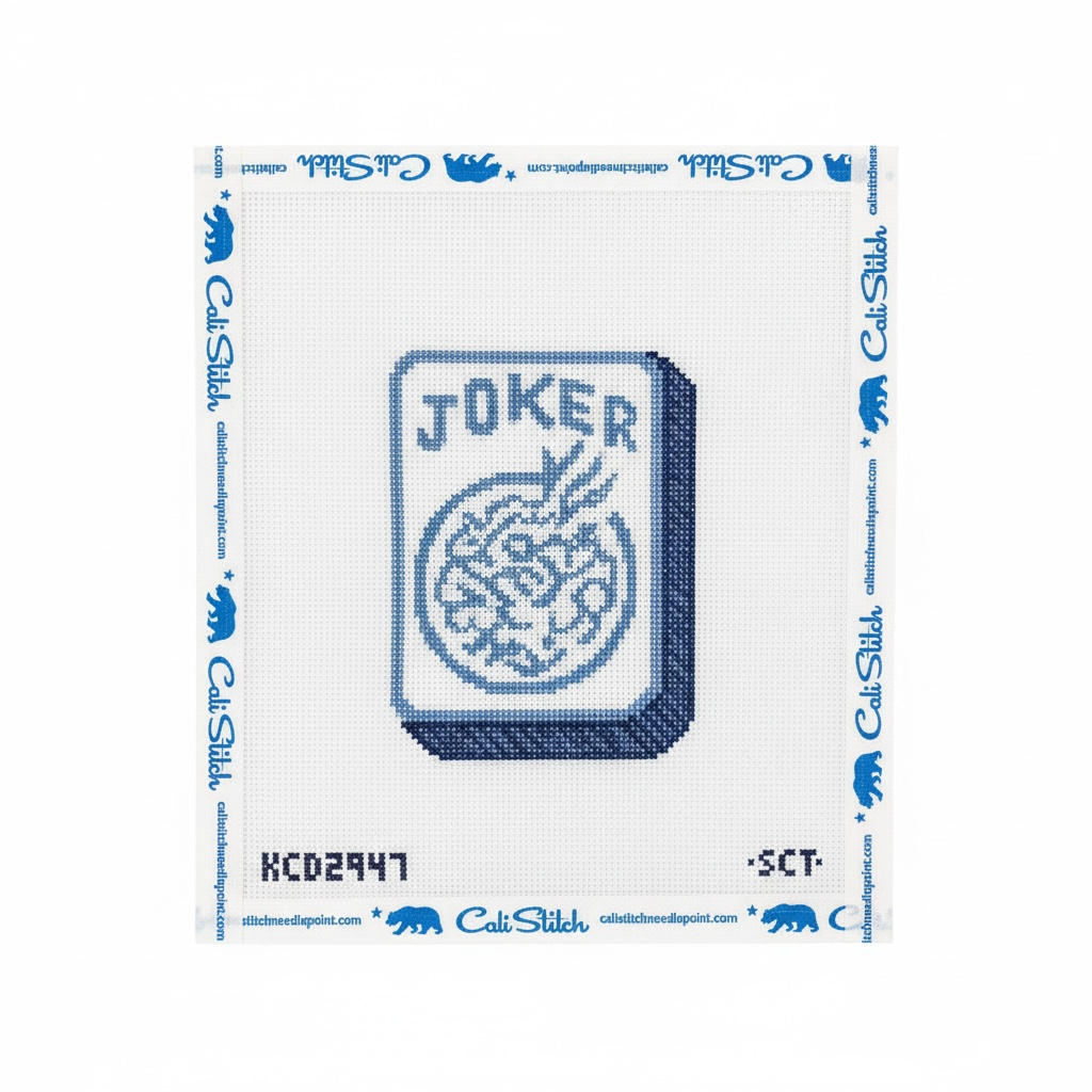 Blue and White Mahjong Joker Printed Canvas