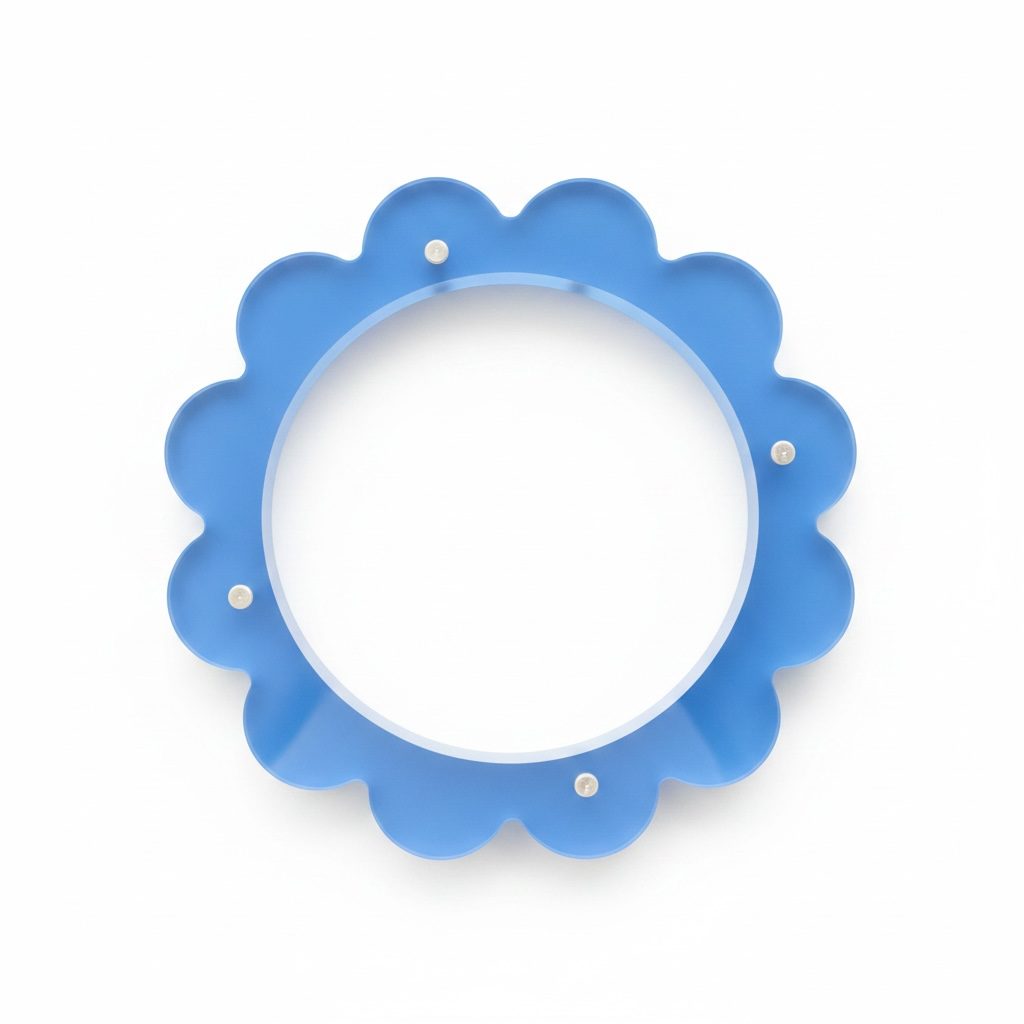 Scallop Acrylic Frame - 4" Circle - Blue