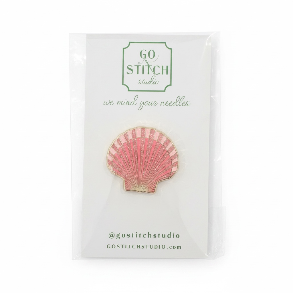 Pink Glitter Scallop Shell Needleminder