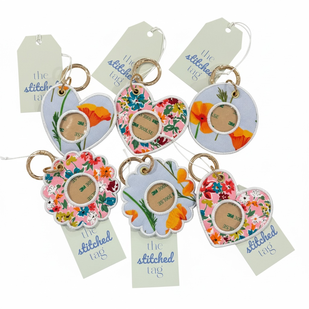 Exclusive Cali Stitch Scallop, Heart and Circle Bag Tags