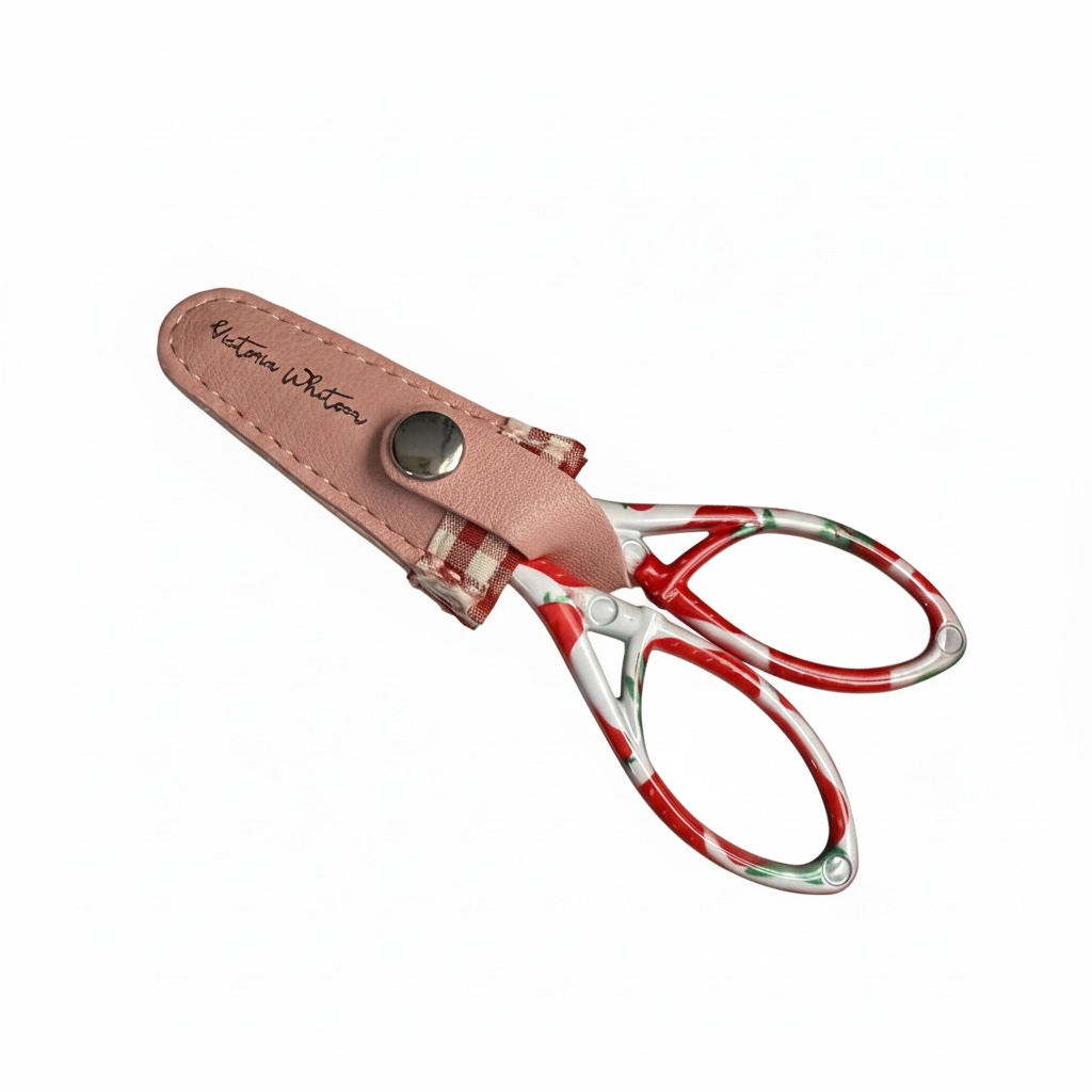 4” Scissors: Strawberry Pink Sheath with Gingham Lining