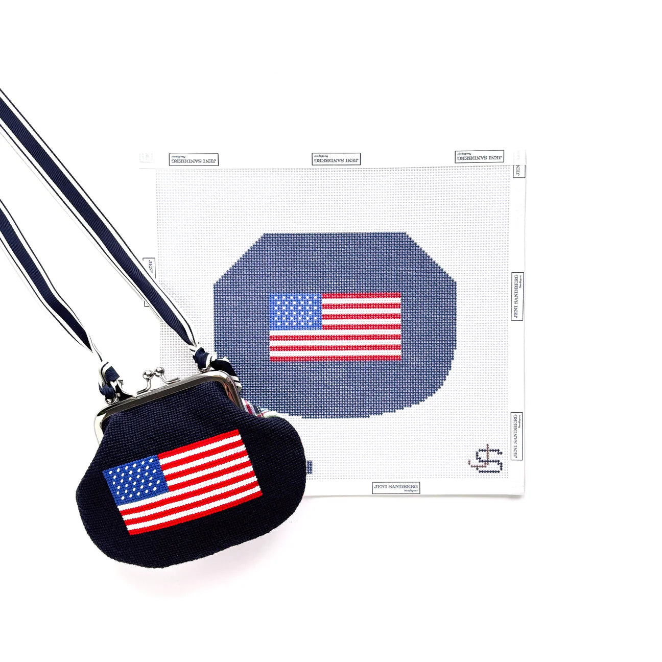 Navy Flag Kiss Lock Bag