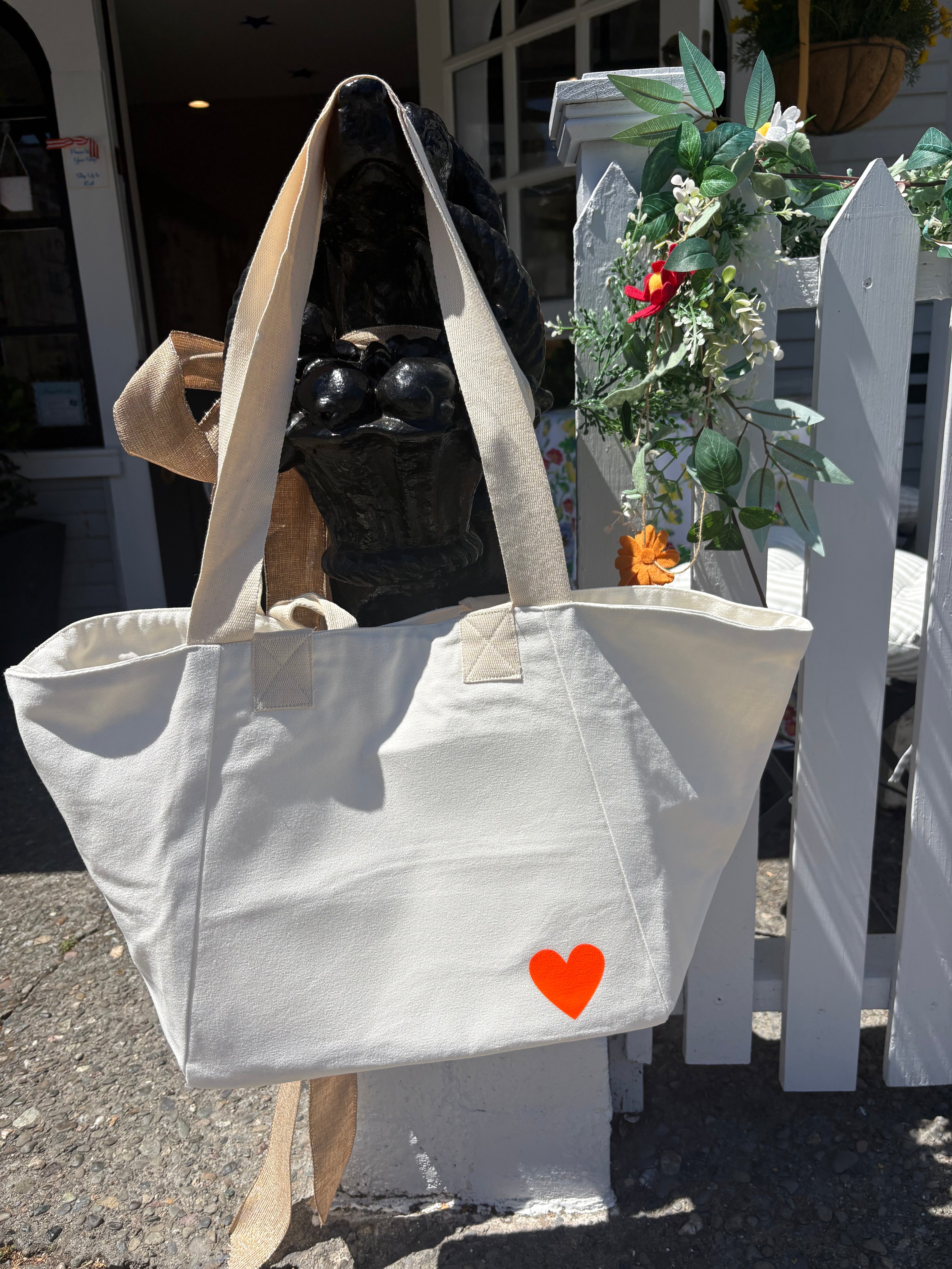 Chelsea Bag - Natural with Tangerine Heart