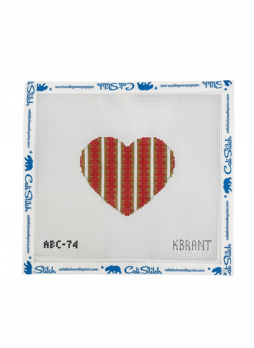 Striped Gold Heart - Red