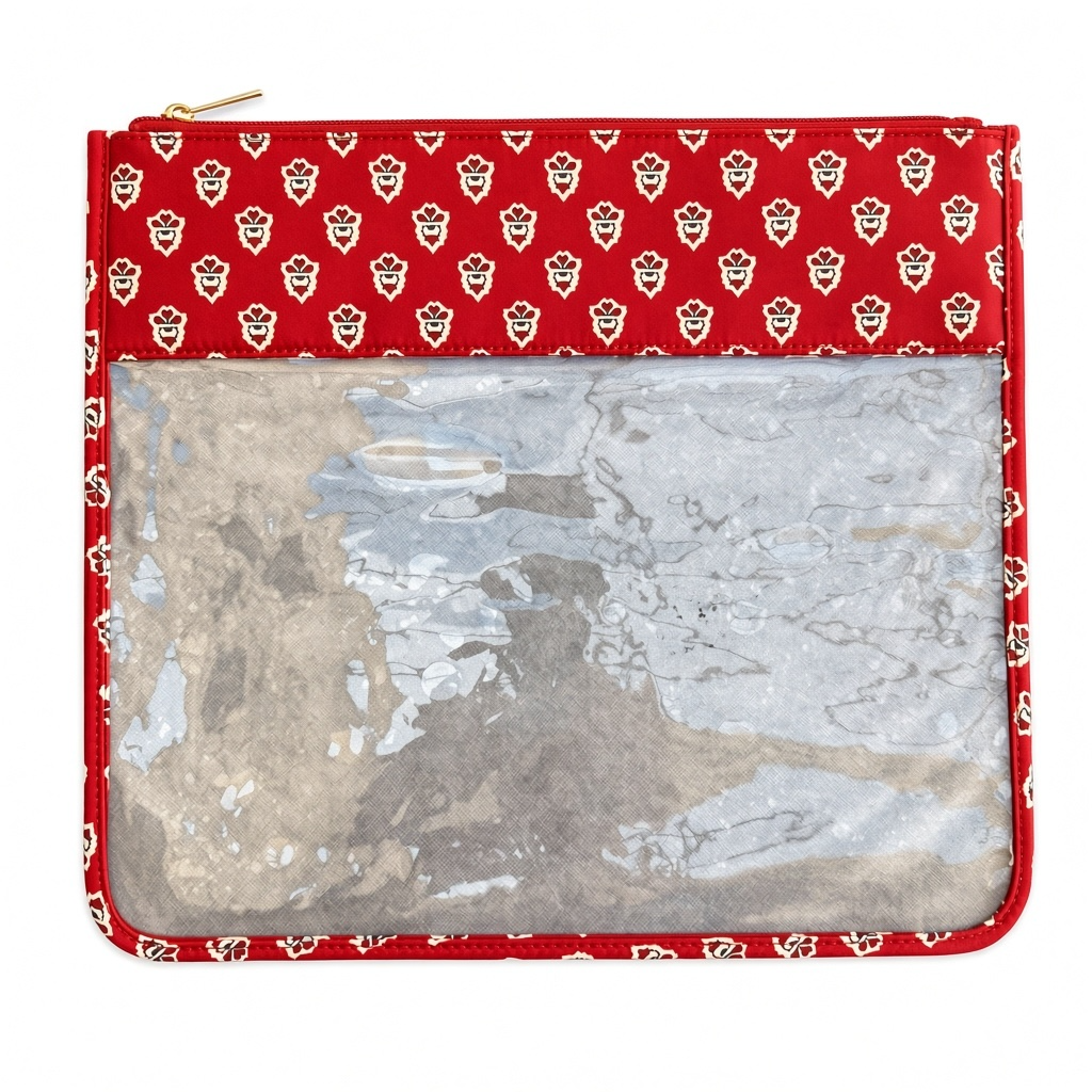 TRUNK - Red Provencal Fabric Project Bag 15" x 13"