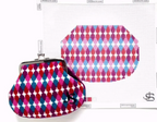 Multi Diamond Kiss Lock Bag - Pink Blue