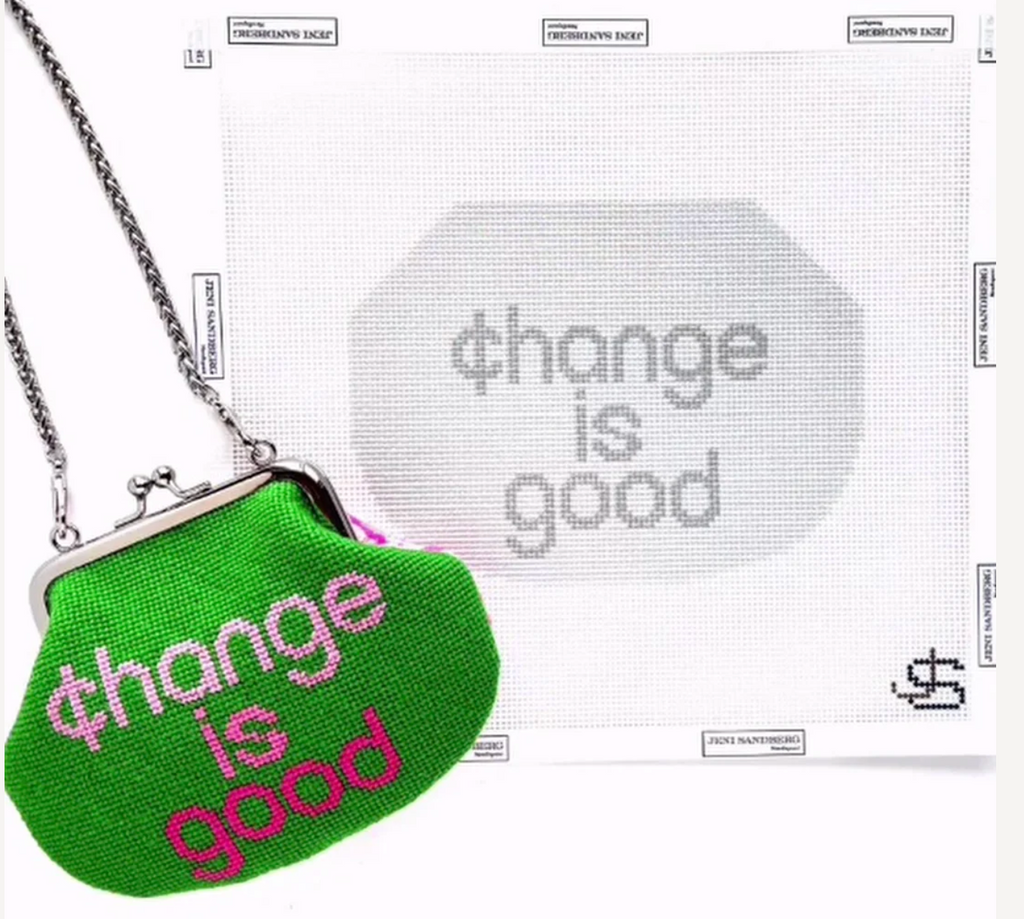 Change is Good Kiss Lock Bag - Greyscale