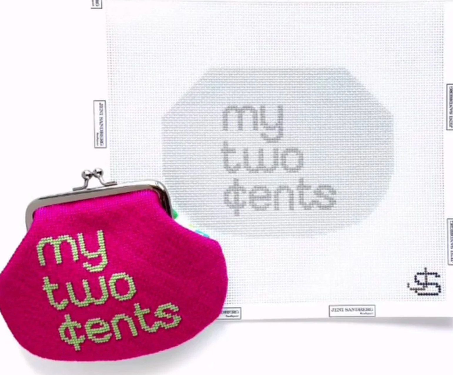 My Two Cents Kiss Lock Bag - Greyscale