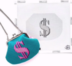 Dollar Sign Kiss Lock Bag - Greyscale