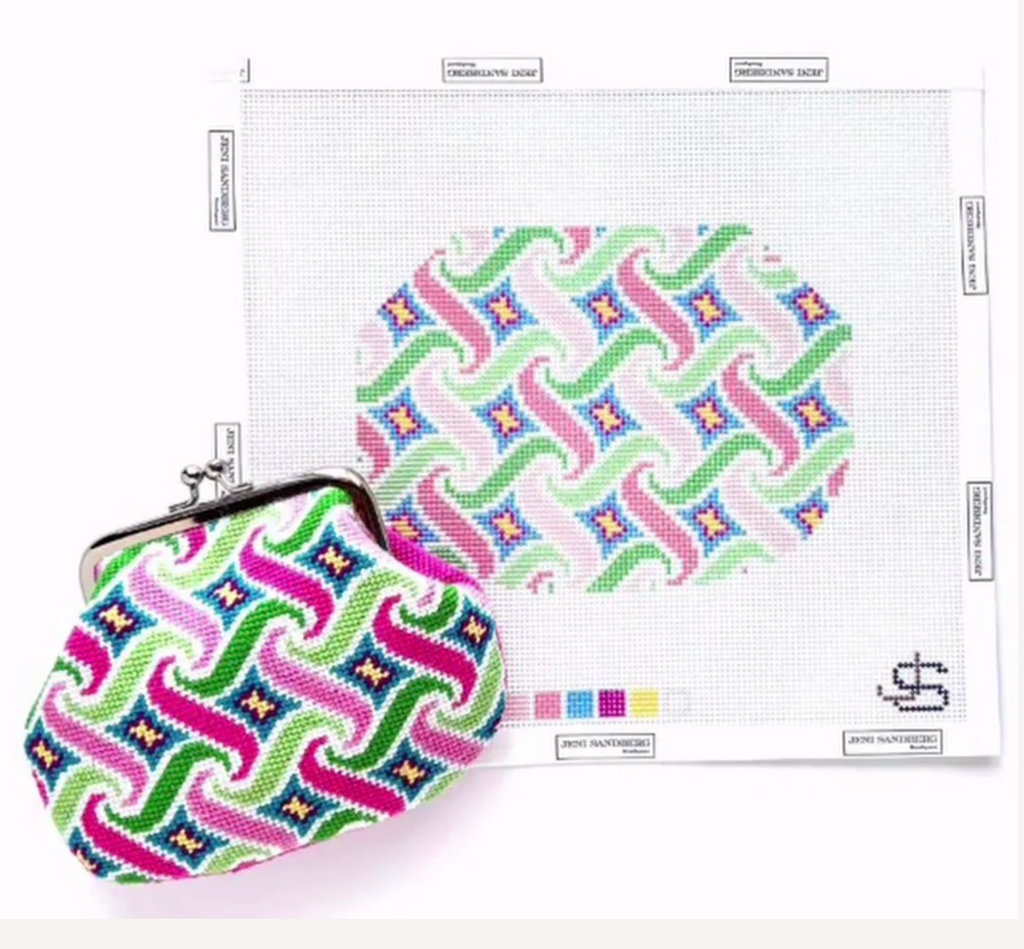 Swirl Kiss Lock Bag - Pink Blue Green