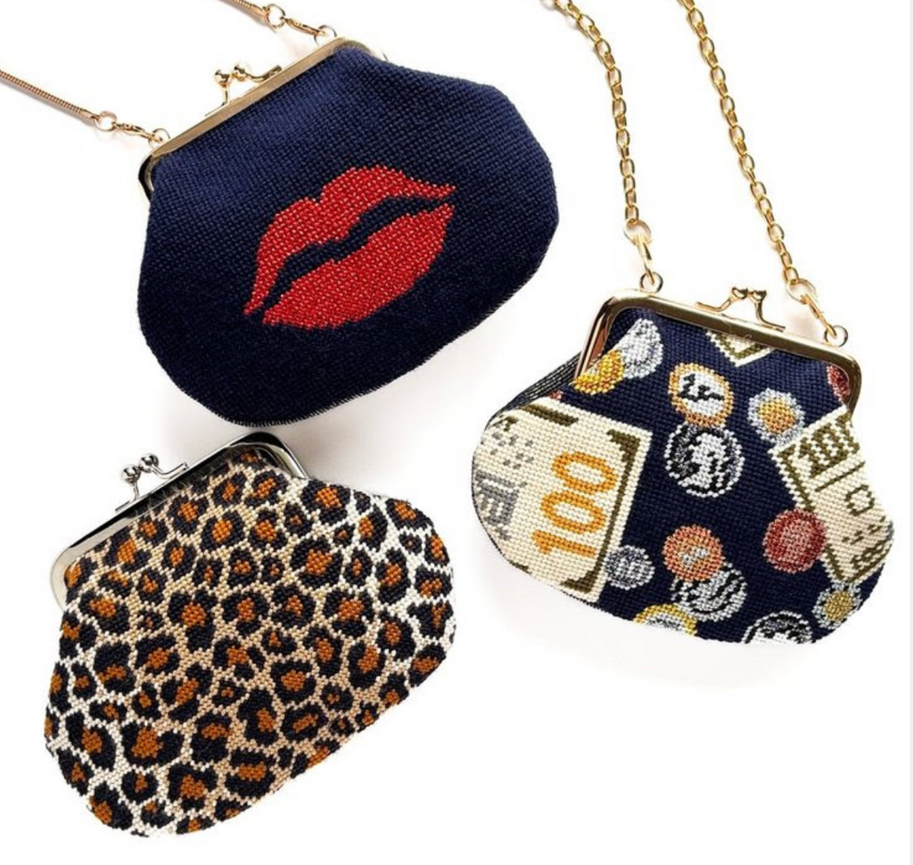 Swirl Kiss Lock Bag - Pink Blue Green