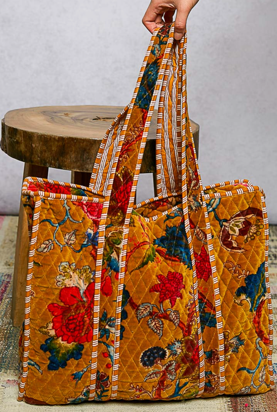 Quilted Large Tote - Yellow