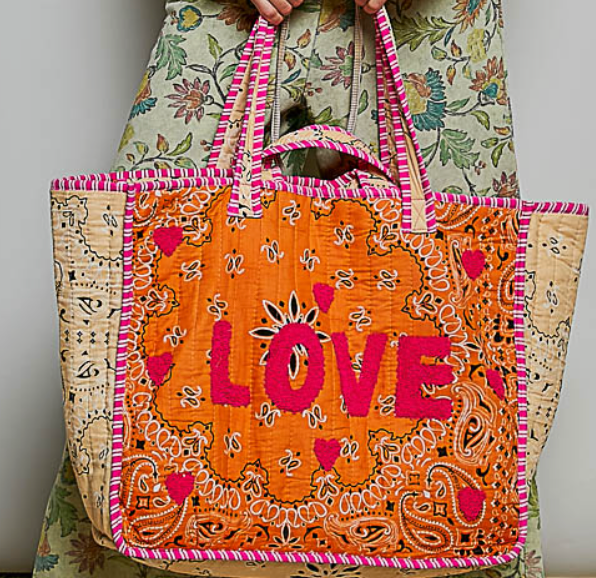Love Bandana Tote - Orange/Pink