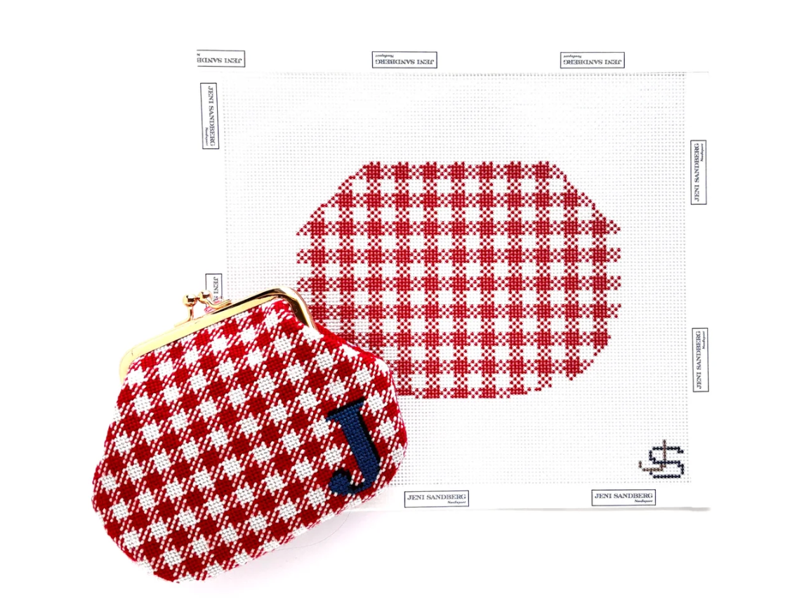Gingham Kiss Lock Bag - Red